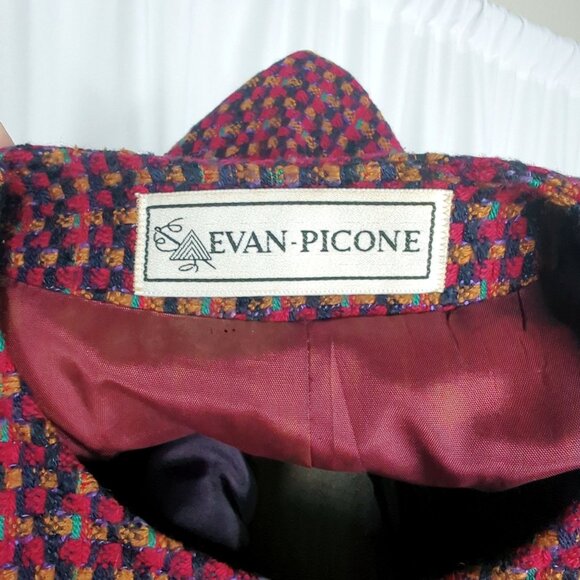 Vintage Evan Picone Blazer Medium Red Tweed Boxy - Picture 7 of 10